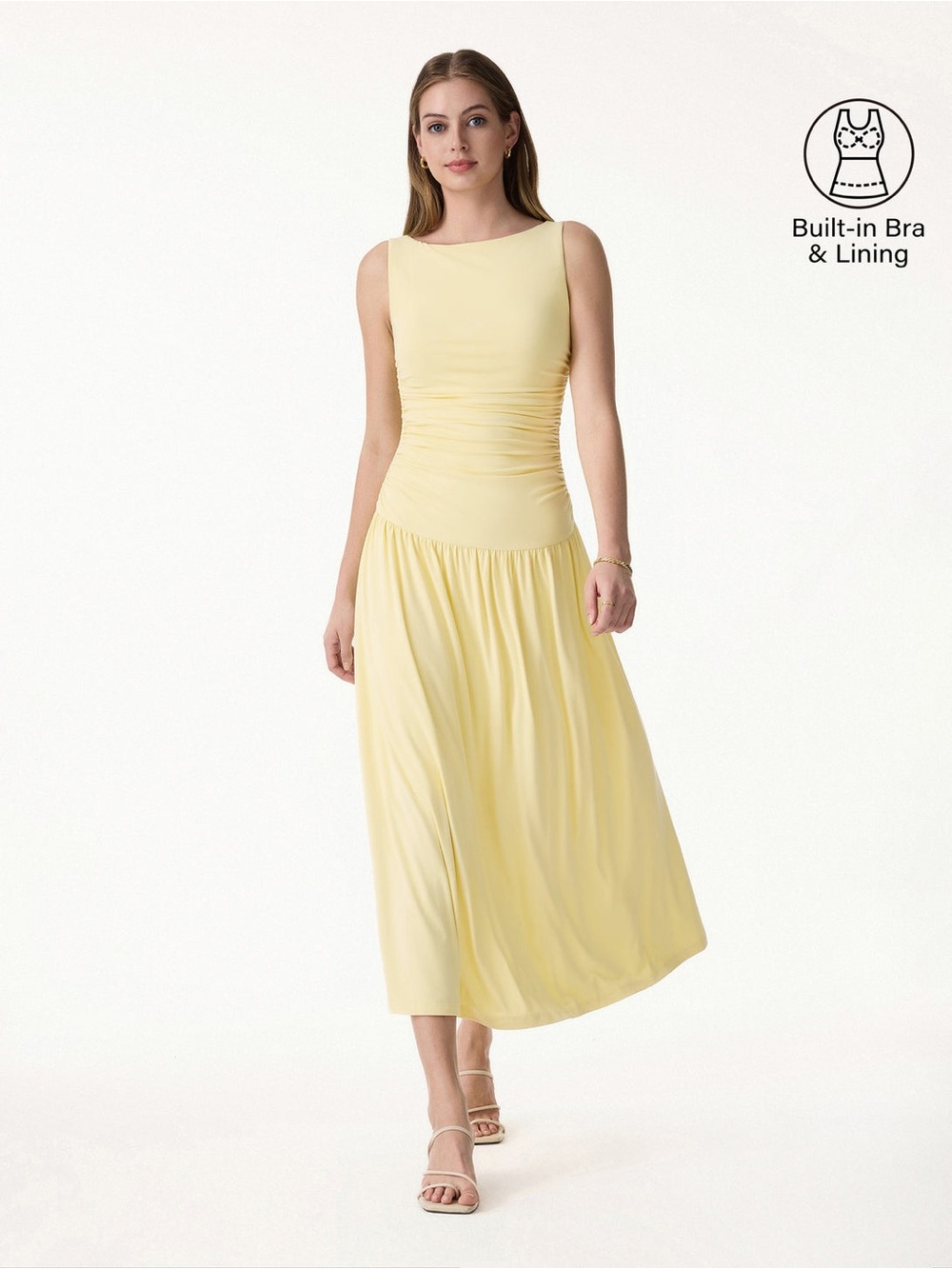 OGL Eco-SkinKiss®
SkinKiss Cooling Boatneck Ruched Midi Bra Dress NWT Large